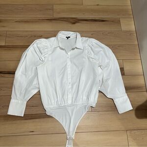 White Puff Sleeve Bodysuit